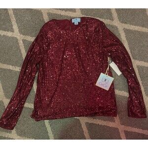 CeCe Sparkle & Shine Shirt Style 7053068 Color 882 Dark Wine